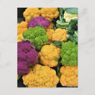 Postal Cauliflower colorida, decoración otoñal
