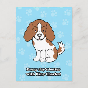 Postal Cavalier de perro de caricatura Rey Charles Postca