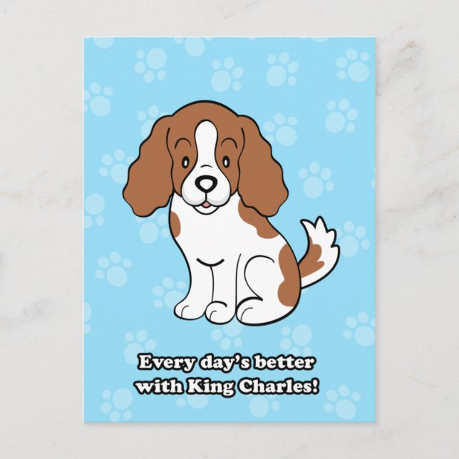 Postal Cavalier de perro de caricatura Rey Charles Postca (Anverso)