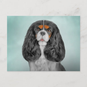 Postal Cavalier de perro dibujante King Charles Spaniel