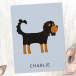 Postal Cavalier King Charles Spaniel Dog Personalizado<br><div class="desc">Cute Black y Tan Cavalier King Charles Spaniel diseño de perro para hacer sonreír a los amantes de los animales. Arte original de Nic Squirrell. Cambie el texto a personalizar.</div>