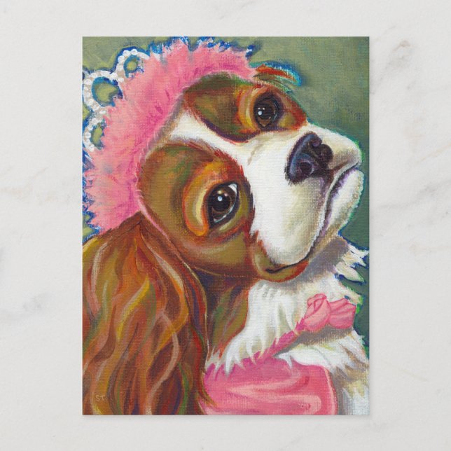 Postal Cavalier King Charles Spaniel Perro Princesa ARTE (Anverso)