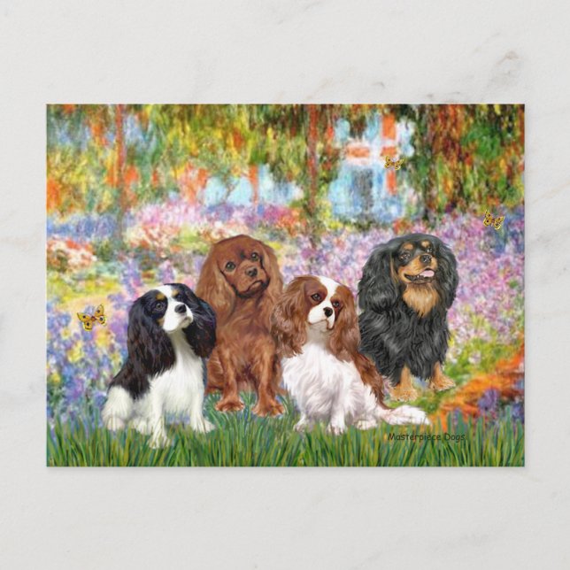 Postal Cavaliers (4) - en el jardín de Monet (Anverso)