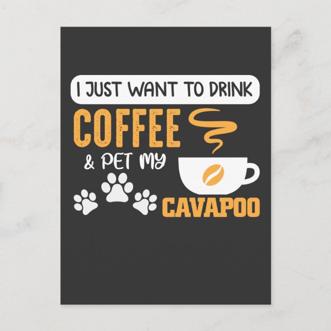 Postal Cavapoo Dueño de Perro Café Bean Drinker (Anverso)