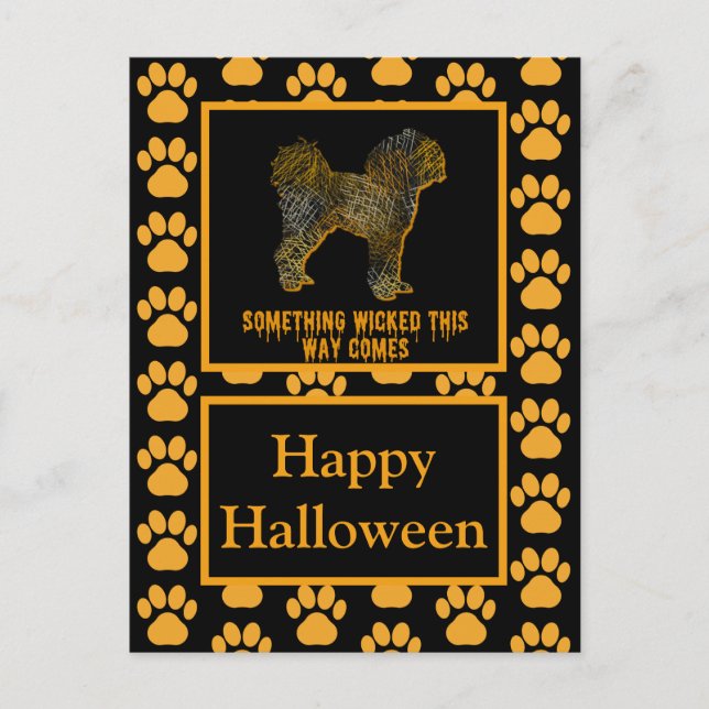 Postal Cavapoo English Dog Silhouette Halloween (Anverso)