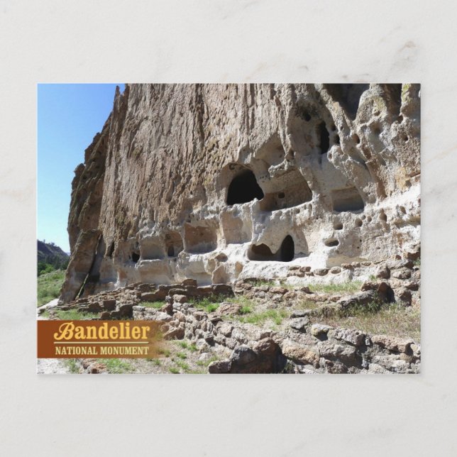 Postal Cavas en el Monumento Nacional Bandelier, NM (Anverso)