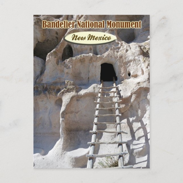 Postal Cavas en el Monumento Nacional Bandelier, NM (Anverso)