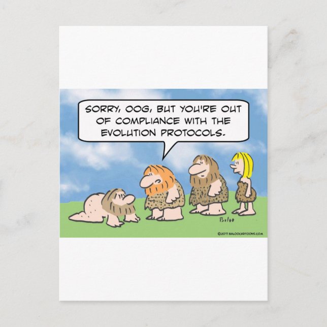 Postal Caveman no cumple con la evolución. (Anverso)