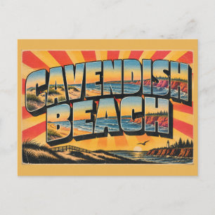 Postal Cavendish Beach PEI Dunas Acantilados Rojos Arte