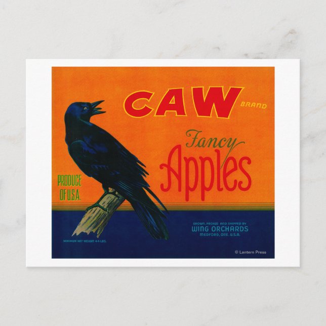 Postal Caw Apple Crate LabelMedford, OR (Anverso)