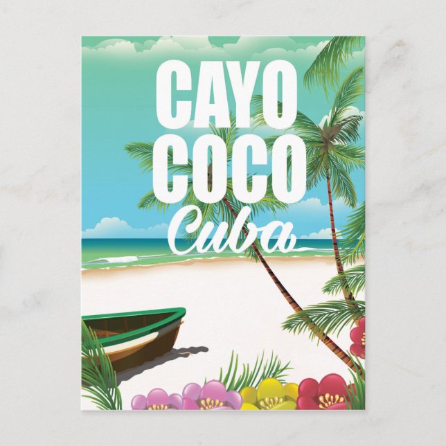 Postal Cayo Coco poster de vacaciones en la playa cubana (Anverso)