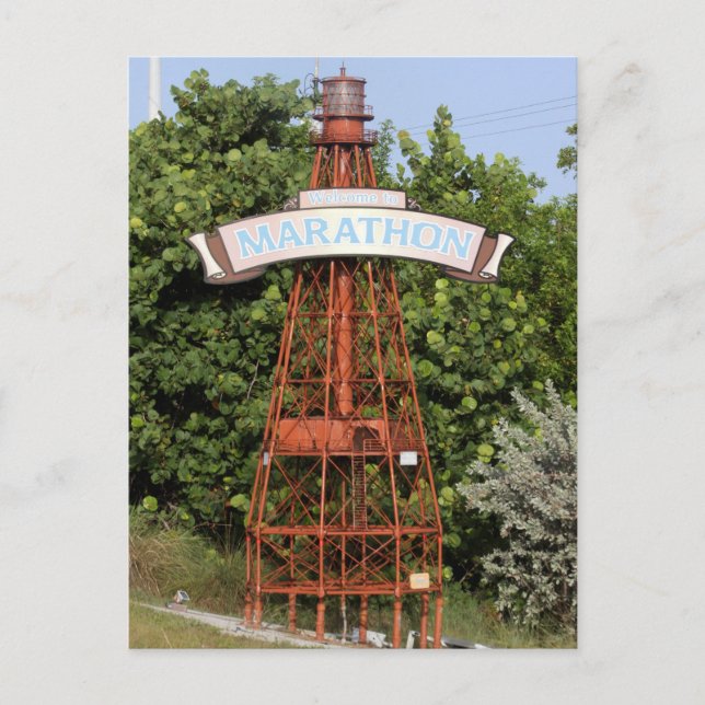 Postal Cayos de Florida: Bienvenidos al letrero de Marath (Anverso)