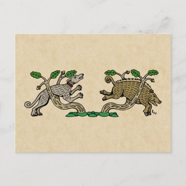 Postal Caza Boar Medieval (Anverso)