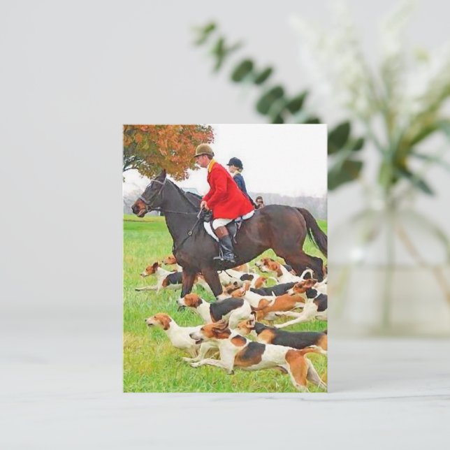 Postal Caza con heridas (Anverso de pie)