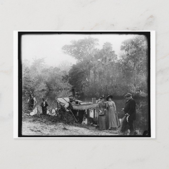 Postal Caza de cocoteros, río Tomoka, Florida 1880-1897 (Anverso)