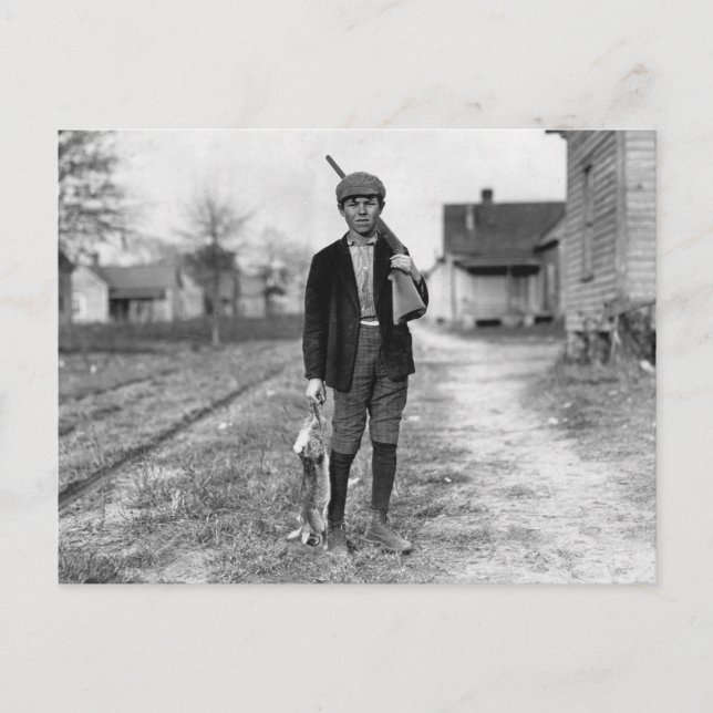 Postal Caza de conejos, 1908 (Anverso)