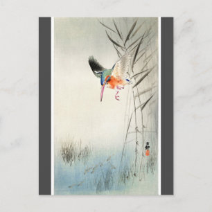 Postal Caza de Kingfisher - Ohara Koson - carbón vegetal