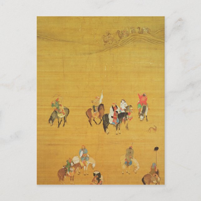 Postal Caza de Kublai Khan, dinastía Yuan (Anverso)