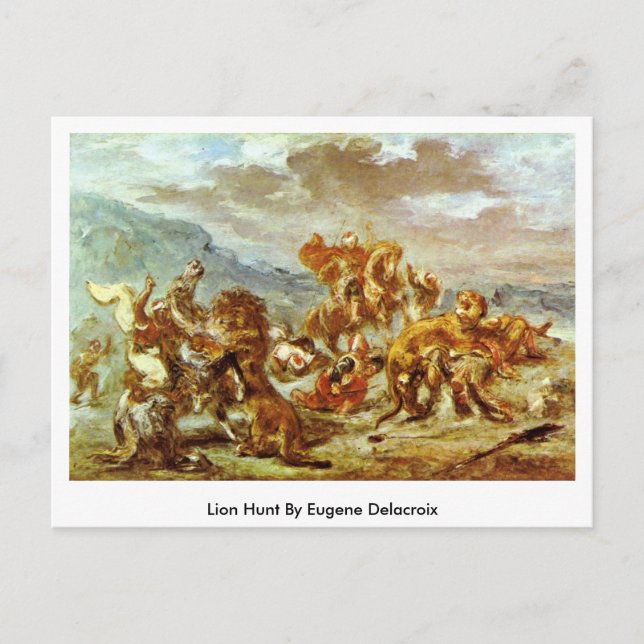 Postal Caza De Leones Por Eugene Delacroix (Anverso)