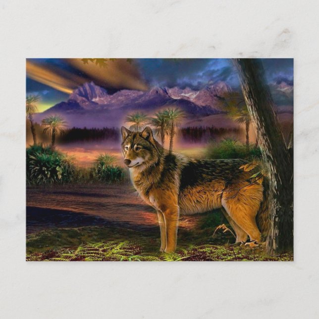 Postal Caza de lobos en la montaña (Anverso)