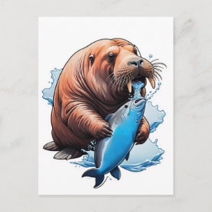 Postal Caza de morsas en el mar