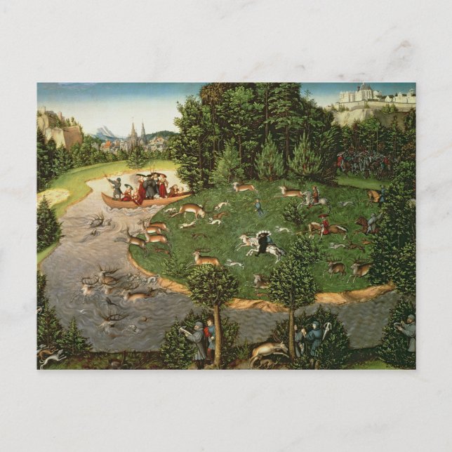 Postal Caza del macho del elector Friedrich III el (Anverso)