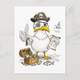 Postal Caza del Tesoro del Pájaro Pirata de Cómic