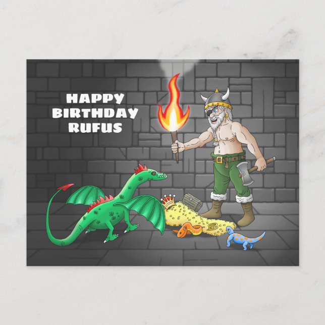 Postal Caza del Tesoro Vikingo Feliz Cumpleaños (Anverso)
