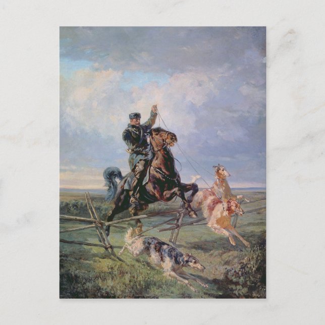 Postal Cazador con los Borzois, 1872 (Anverso)
