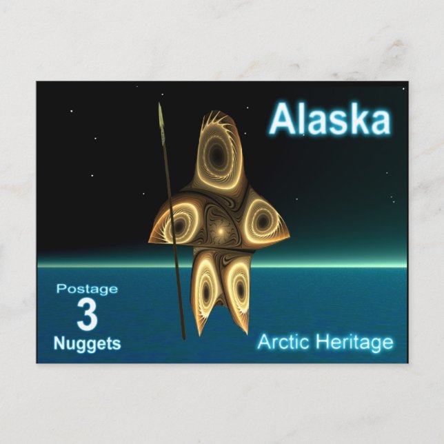 Postal Cazador de inuits fractales - rehén de Alaska (Anverso)