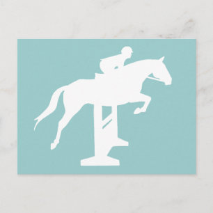 Postal Cazador Jumper Caballo y Jinete (blanco)