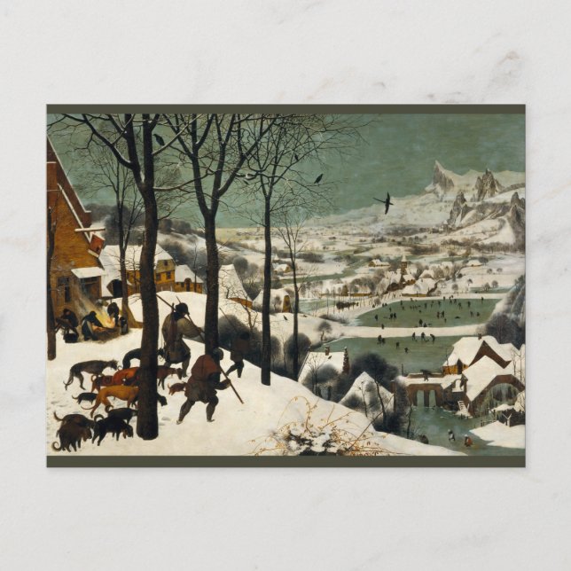 Postal Cazadores en la nieve de Pieter Bruegel el anciano (Anverso)