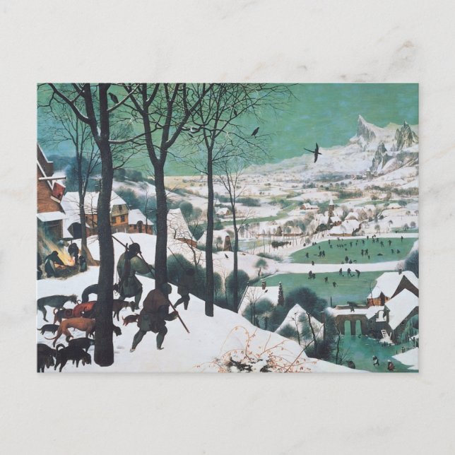 Postal Cazadores en la nieve por Bruegel (Anverso)