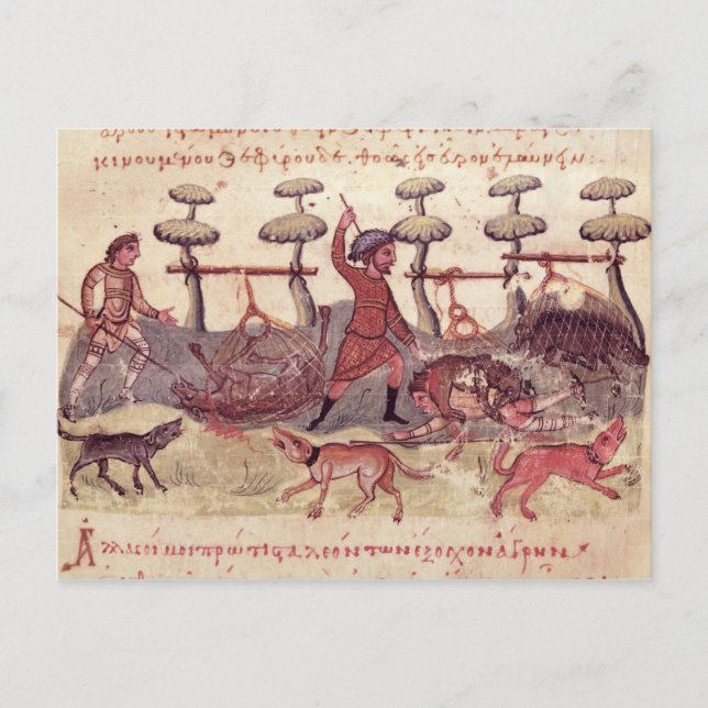 Postal Cazando con nets (Anverso)