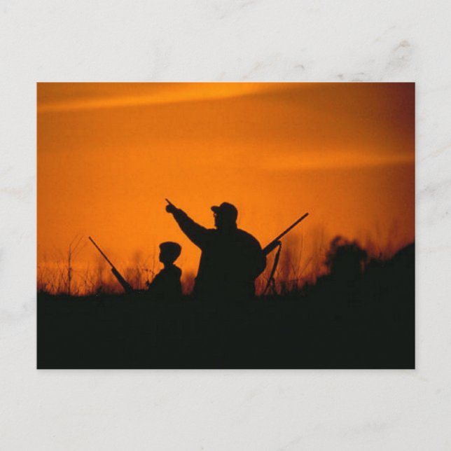 Postal Cazando con papá (Anverso)