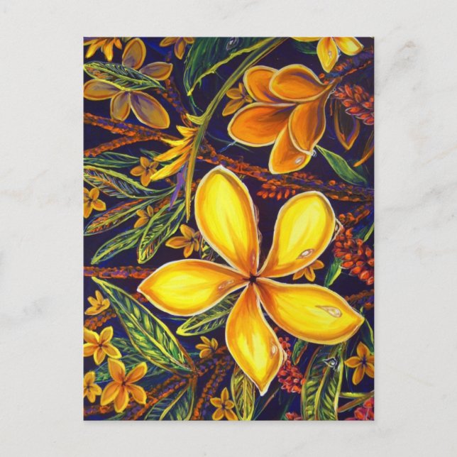Postal CBjork Yellow Island Plumeria Art (Anverso)