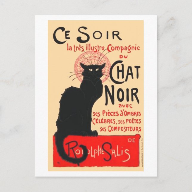 Postal Ce Soir Le Chat Noir, Théophile Steinlen (Anverso)