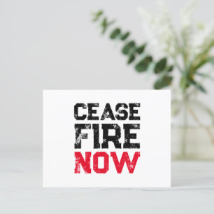 Postal Cease Fire Now Black White grunge anti guerra