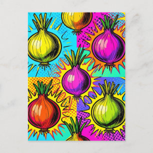 Postal Cebollas Coloridas Pop Art