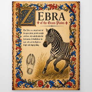 Postal Cebra, Arte de Bestiario Medieval