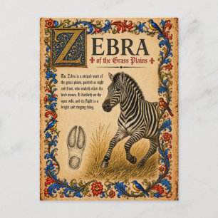 Postal Cebra, Arte de Bestiario Medieval