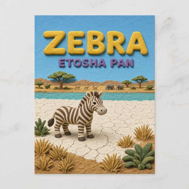 Postal Cebra Etosha Pan Modern KlayKoo (Anverso)