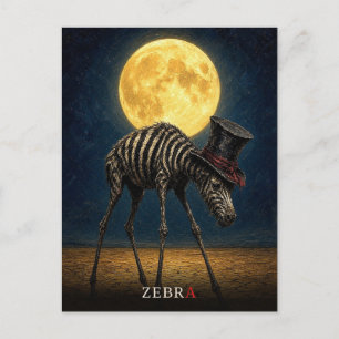 Postal Cebra gótico sombrero gótico surrealista