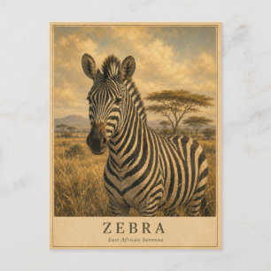 Postal Cebra Sabana del este de África VINTAGE