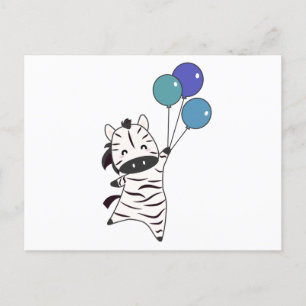 Postal Cebra Se Mueve Con Globos Y Animales Dulces