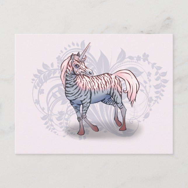Postal Cebra-unicornio de Zebracorn (Anverso)