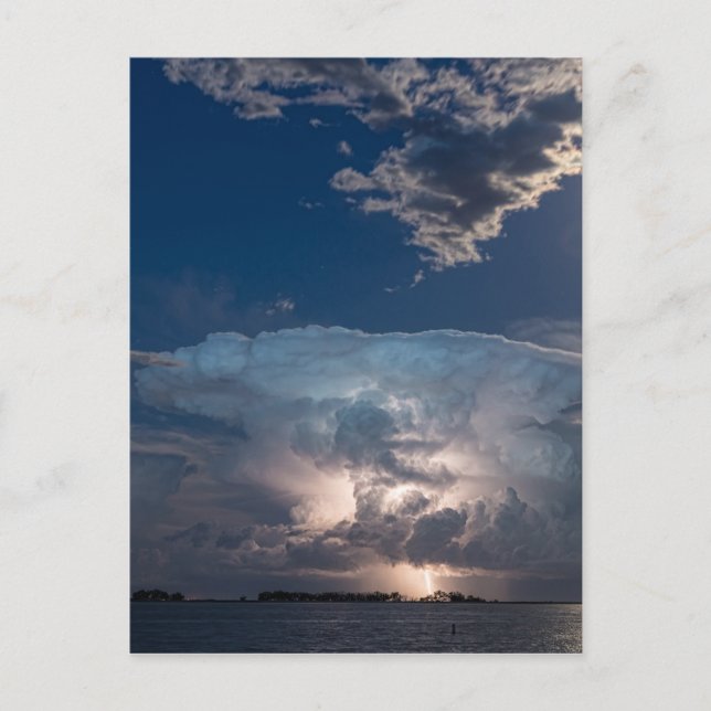 Postal Celda de tormenta relámpago y luna llena (Anverso)
