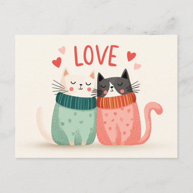 Postal Celebra el amor con dos gatitos adorables (Anverso)