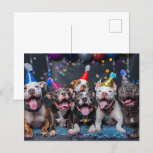 Postal Celebra el Año Nuevo y días festivos con perros Pi