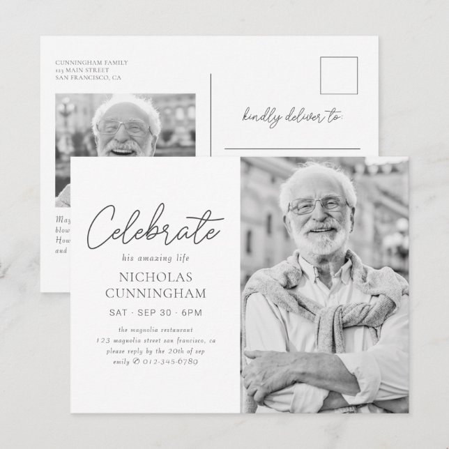 Postal Celebra Su Increíble Vida Foto Moderna Simple (Anverso / Reverso)